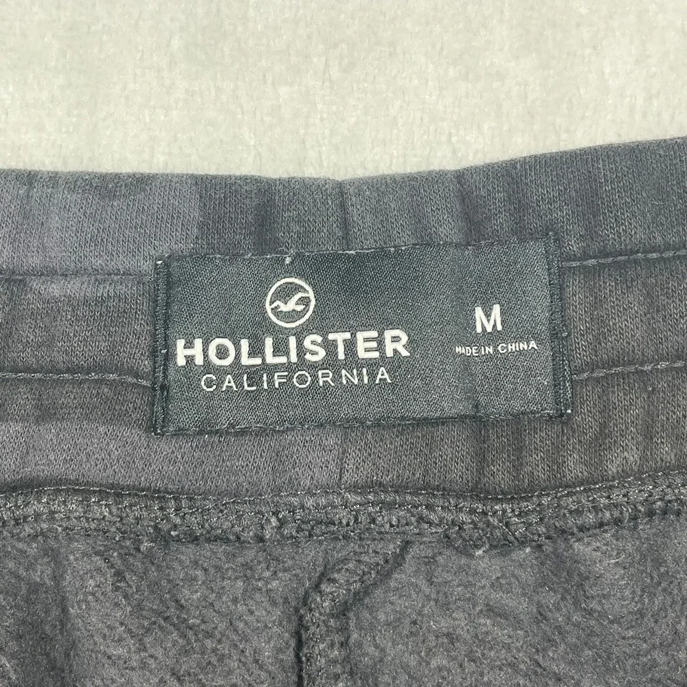 Hollister Joggers Mens M Black Gray Camo Reflective Graphic Fleece Sweatpant